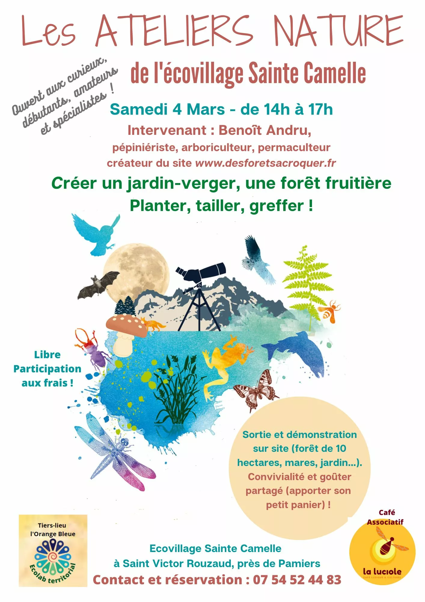 Ateliers Nature à l'écovillage Sainte Camelle - samedi 04 mars 2023 de 14h à 17h 1 Rectif Flyer Atelier Nature 4 Mars