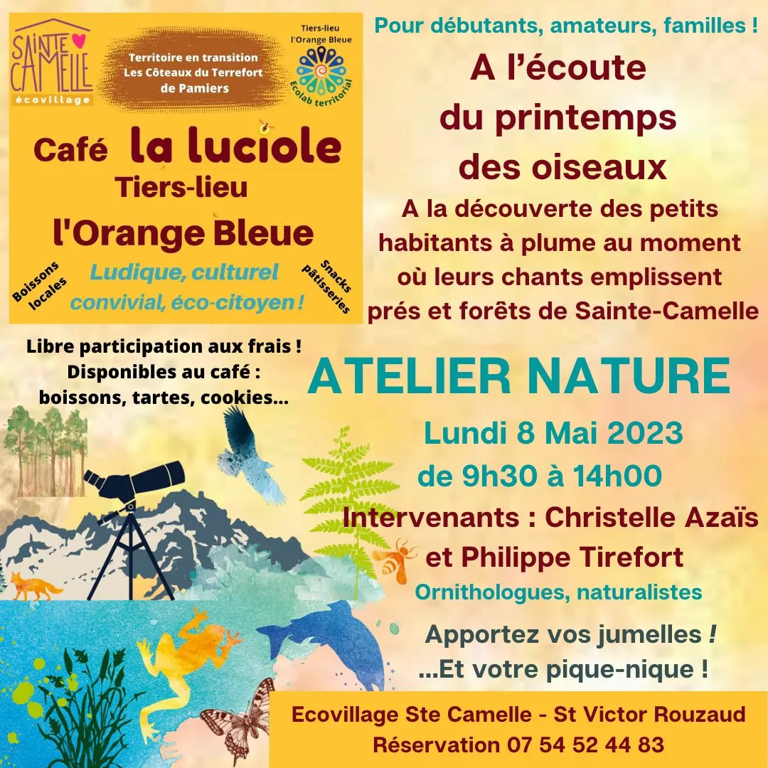 Ateliers Nature à l'écovillage Sainte Camelle - lundi 8 mai 2023 de 9h30 à 14h00 1 Atelier nature mai 2023