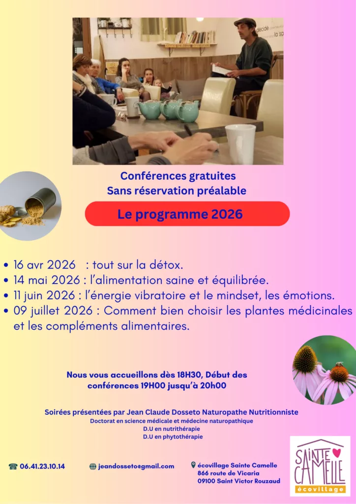Cycle de conférences 2026 sur la santé et l'alimentation<br>par Jean-Claude Dosseto 1 Conferences printemps ete 2026 1