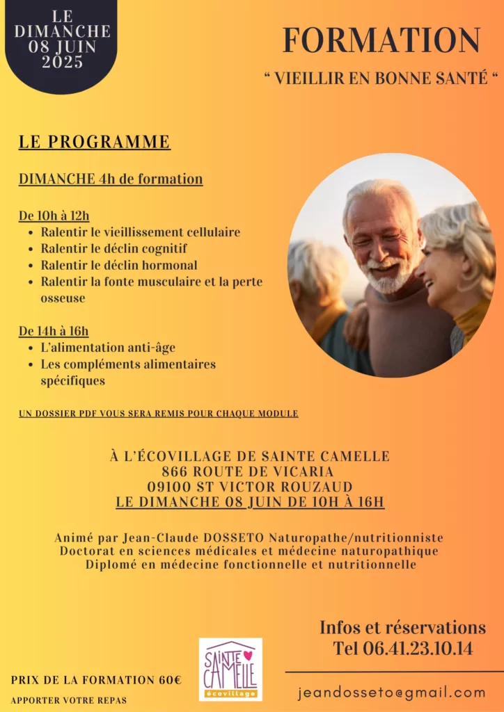 Formation "Vieillir en bonne santé !" par Jean-Claude Dosseto<br>dimanche 08 juin 2025 1 Formation vieillir en bonne sante 0625