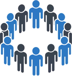 hommes bleus cercle 95 x 100 mm